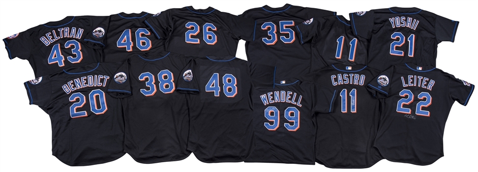 Lot of (12) 1999-2006 New York Mets Game Used Black Alternate Jerseys - 3 Signed (JSA)